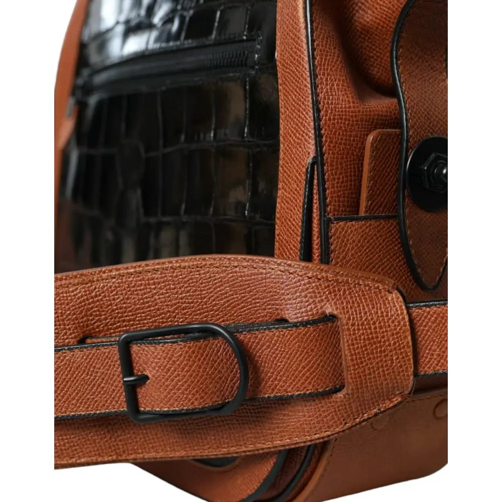 Balenciaga Schwarz Braun Exotische Haut Leder Vertikale Crossbody Geldbörse Tasche