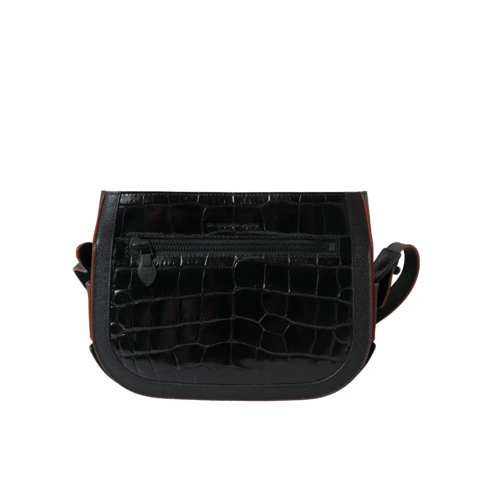 Balenciaga Schwarze Exotenleder Schulter Crossbody Kameratasche