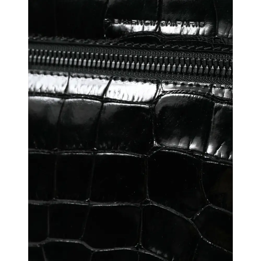 Balenciaga Schwarze Exotenleder Schulter Crossbody Kameratasche