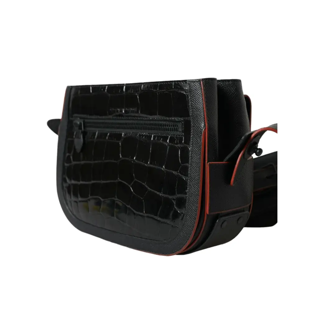 Balenciaga Schwarze Exotenleder Schulter Crossbody Kameratasche