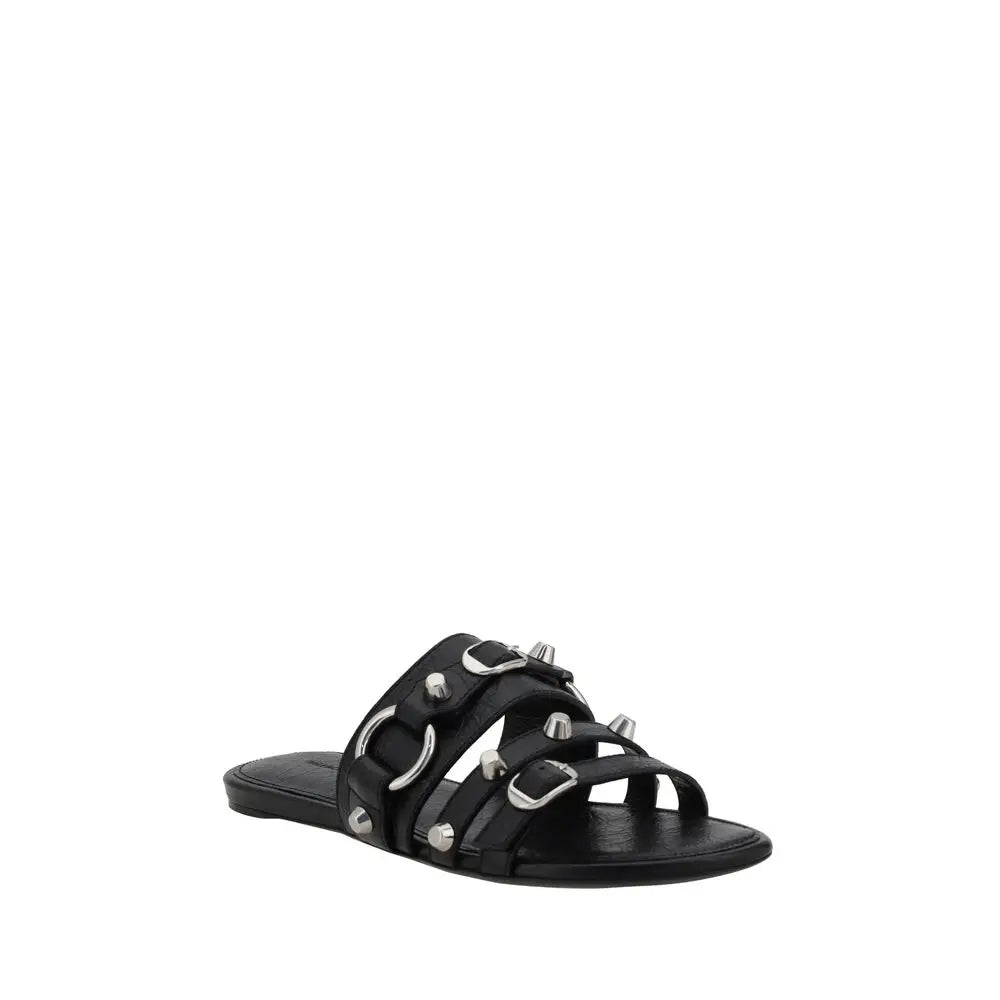 Balenciaga Schwarze Kalbsleder Bos Taurus Sandalen