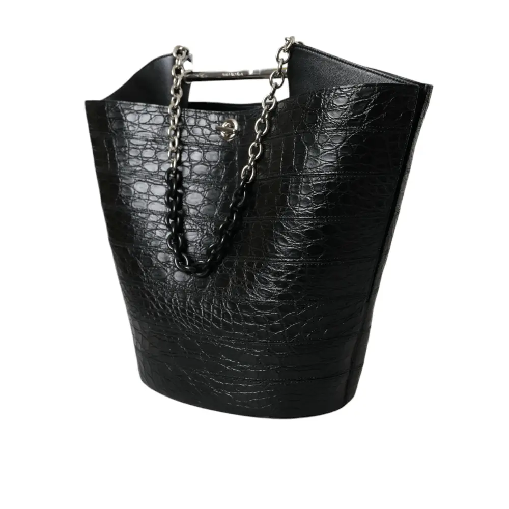 Balenciaga Schwarzes Exotenleder Maxi Bucket Tote Geldbörse Tasche