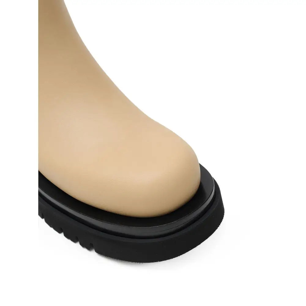 Bottega Veneta Beigefarbene Chelsea-Stiefel aus Leder - EU39/US9