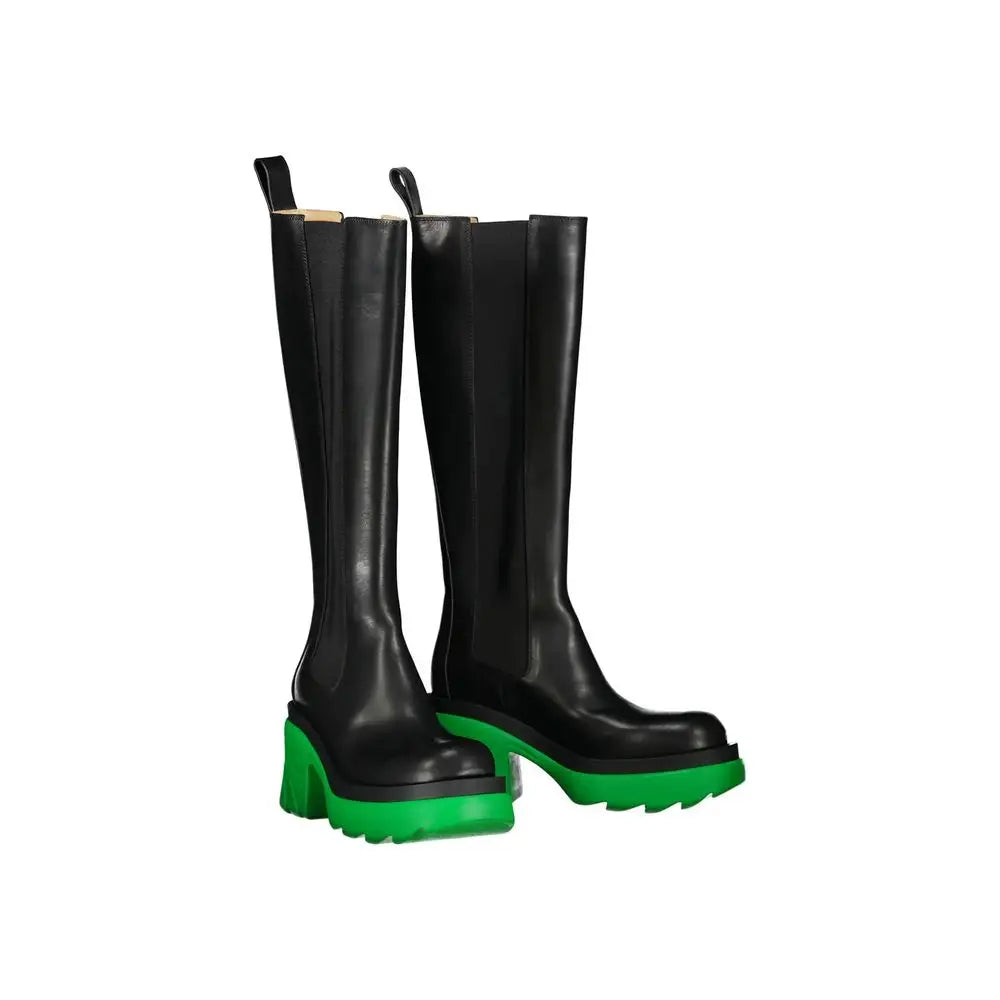 Bottega Veneta Schwarze Leder Over-the-Knee-Stiefel