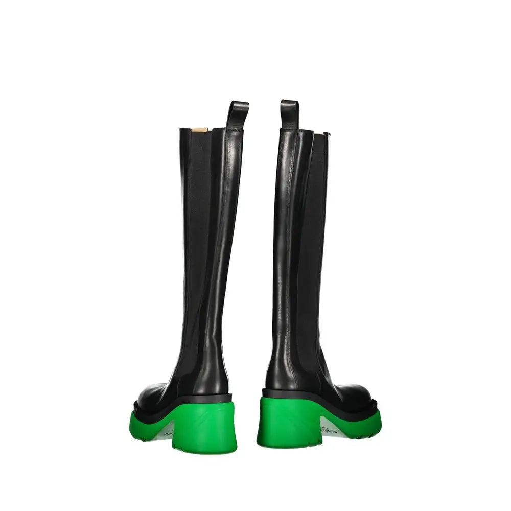 Bottega Veneta Schwarze Leder Over-the-Knee-Stiefel