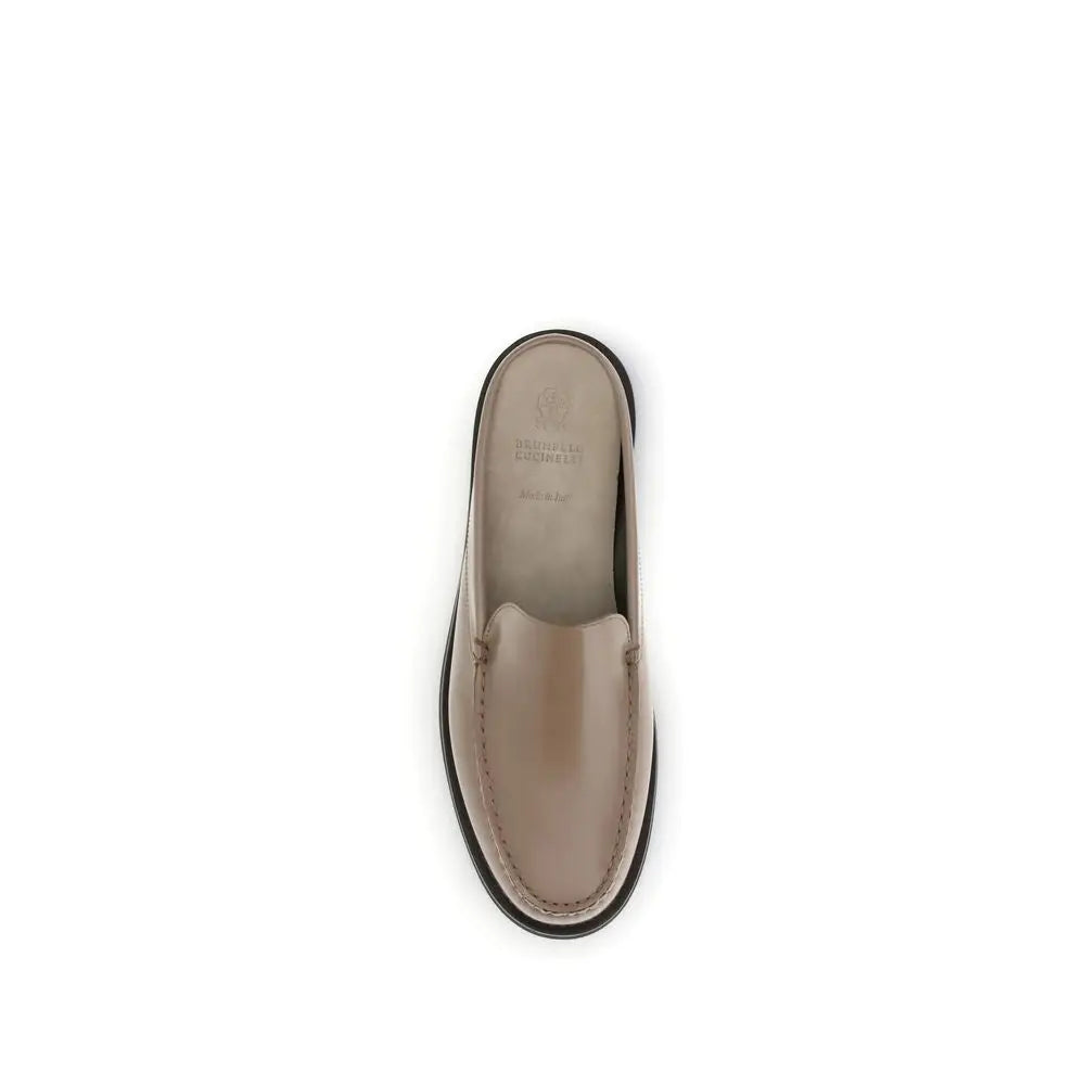 Brunello Cucinelli Beige Kalbsleder Bos Taurus Mules - EU40/US10