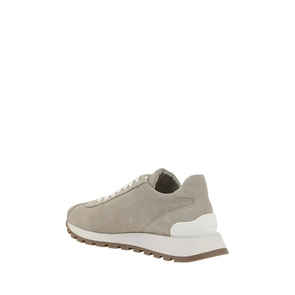 Brunello Cucinelli Beigefarbene Plateau-Sneaker aus Gummi