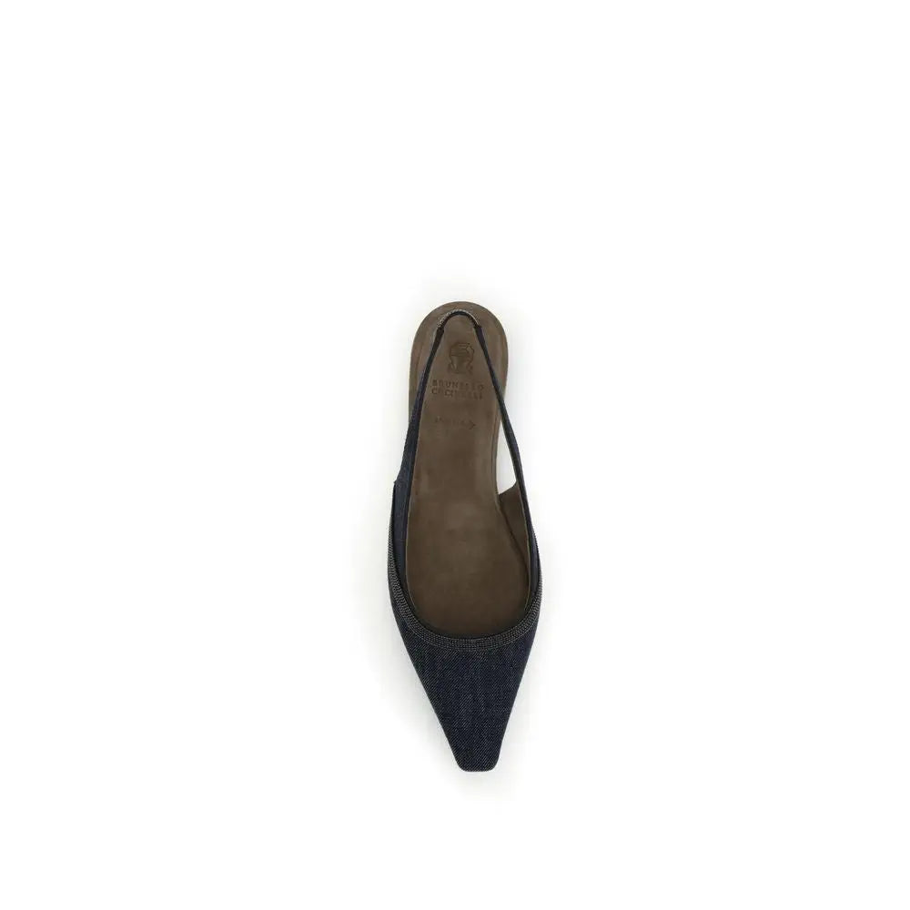 Brunello Cucinelli Blaue Baumwoll-Ballerinas