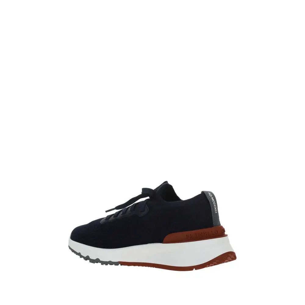 Brunello Cucinelli Blaue Gummisohle Sneakers mit niedrigem Schaft