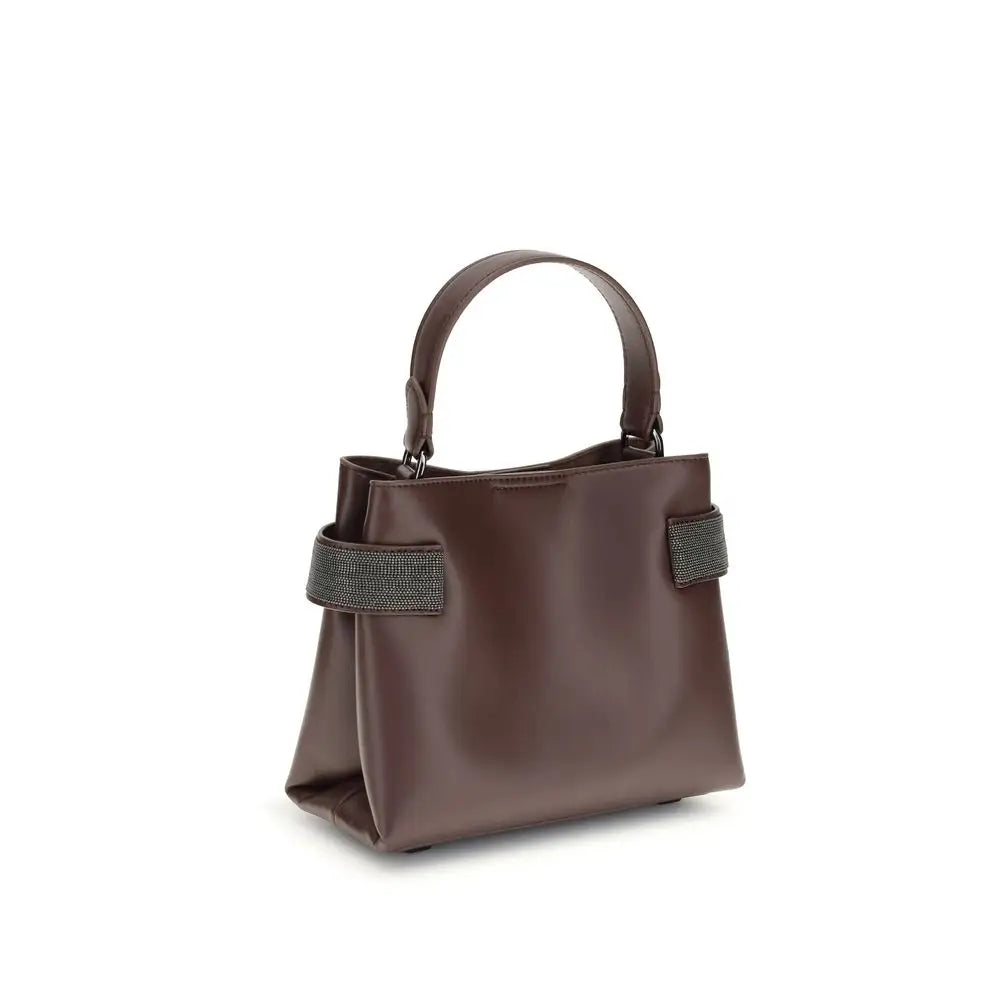 Brunello Cucinelli Bordeaux Leder Handtasche