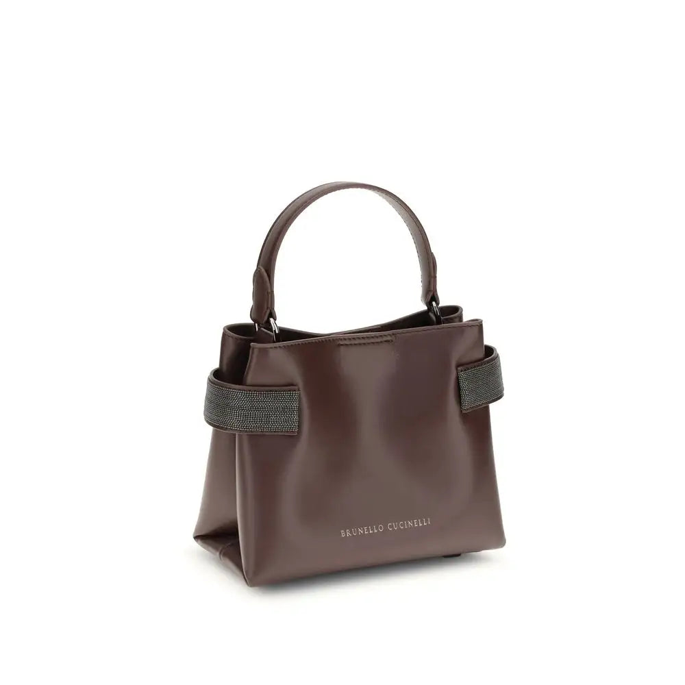 Brunello Cucinelli Bordeaux Leder Handtasche