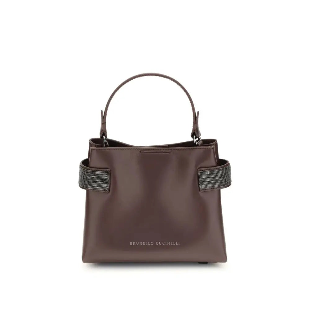 Brunello Cucinelli Bordeaux Leder Handtasche