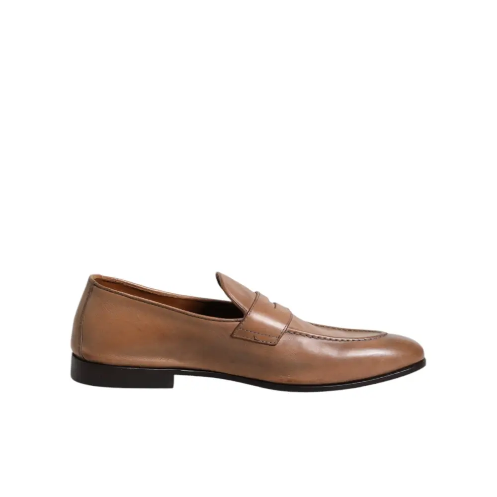 Brunello Cucinelli Braun Leder Loafer Kleid Formelle Schuhe - EU43/US10