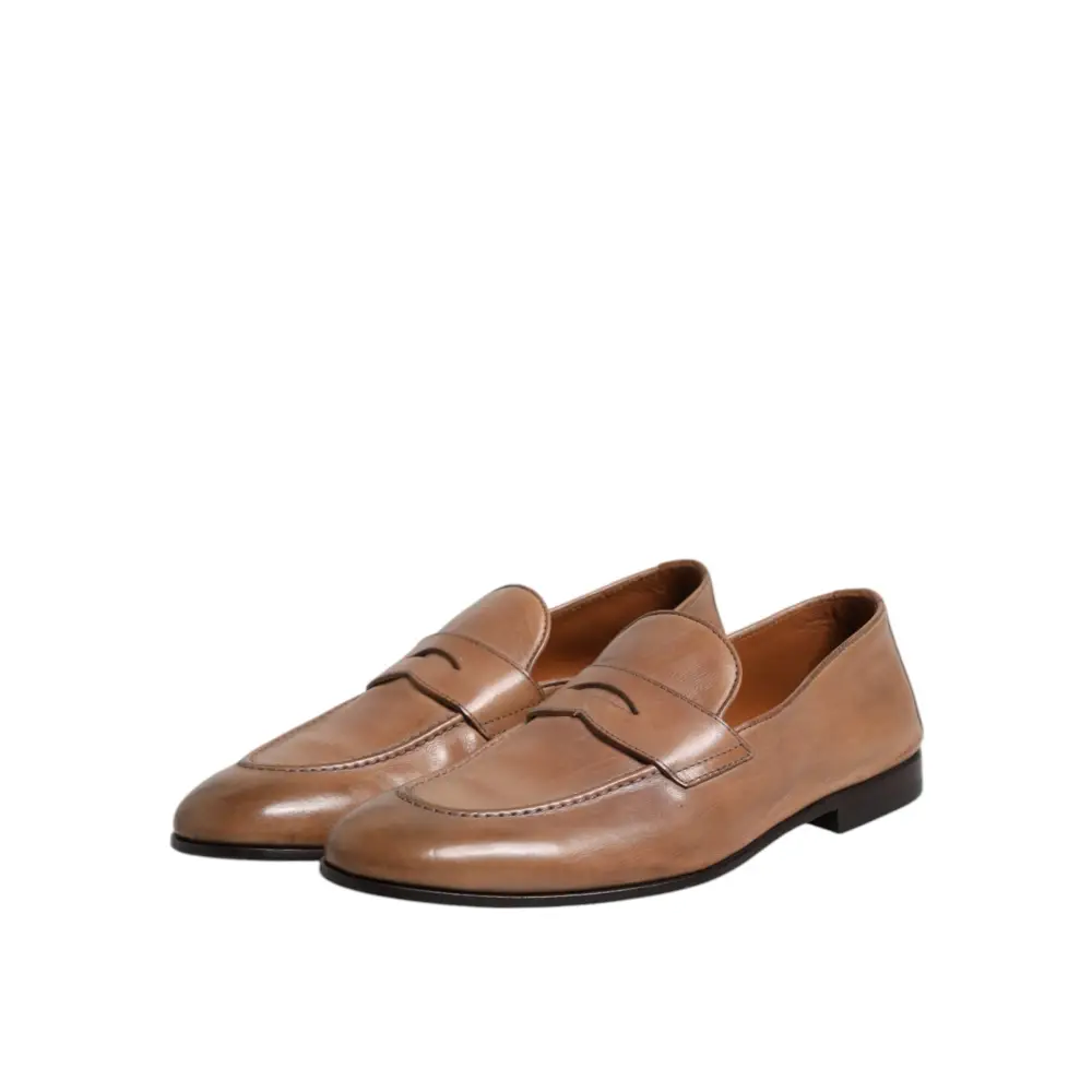 Brunello Cucinelli Braun Leder Loafer Kleid Formelle Schuhe - EU43/US10