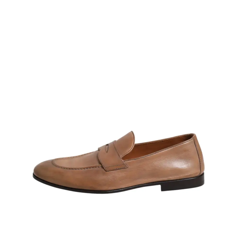 Brunello Cucinelli Braun Leder Loafer Kleid Formelle Schuhe - EU43/US10