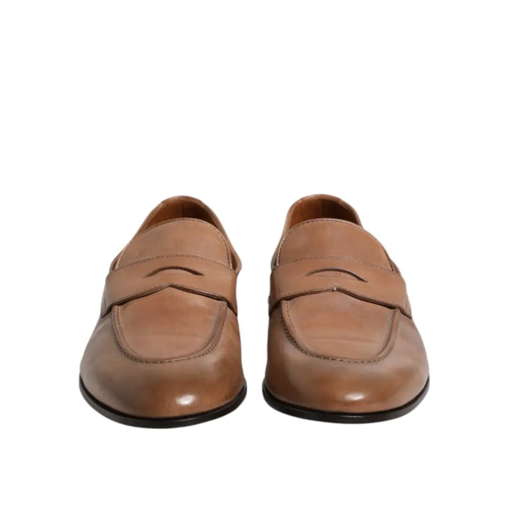 Brunello Cucinelli Braun Leder Loafer Kleid Formelle Schuhe - EU43/US10