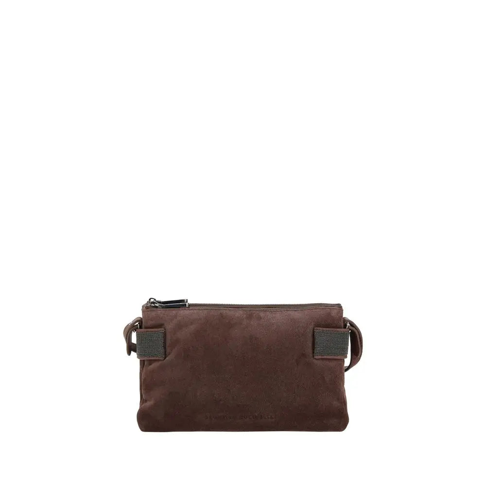 Brunello Cucinelli Braune Kalbshaut Bos Taurus Schultertasche