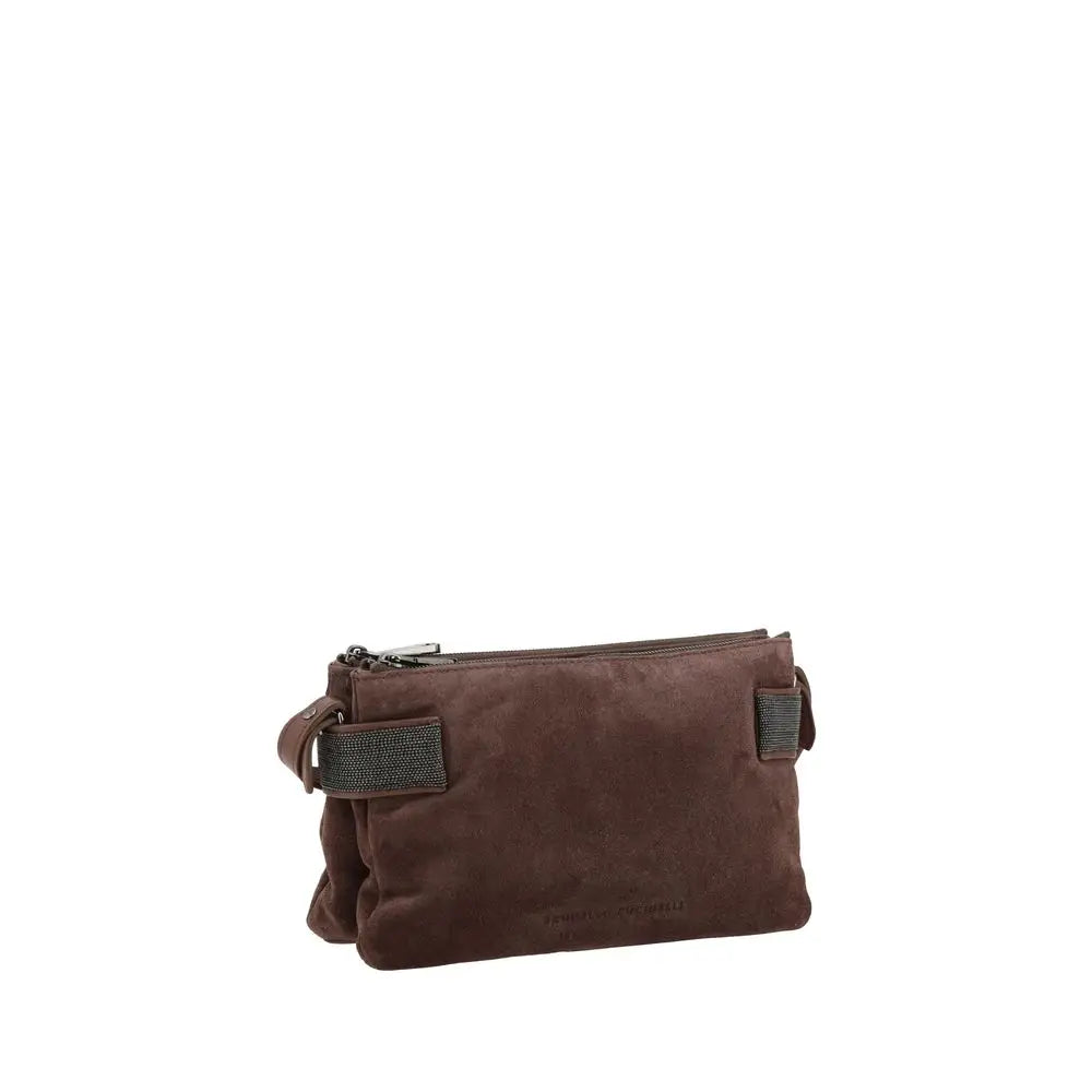 Brunello Cucinelli Braune Kalbshaut Bos Taurus Schultertasche