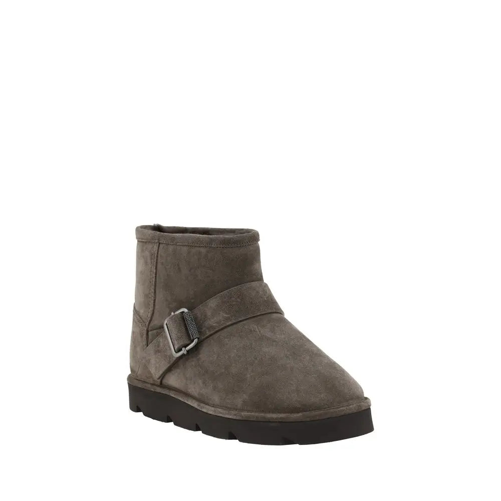 Brunello Cucinelli Braune Kalbshaut Bos Taurus Stiefeletten