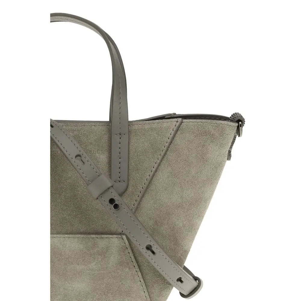 Brunello Cucinelli Braune Kalbsleder Bos Taurus Schultertasche