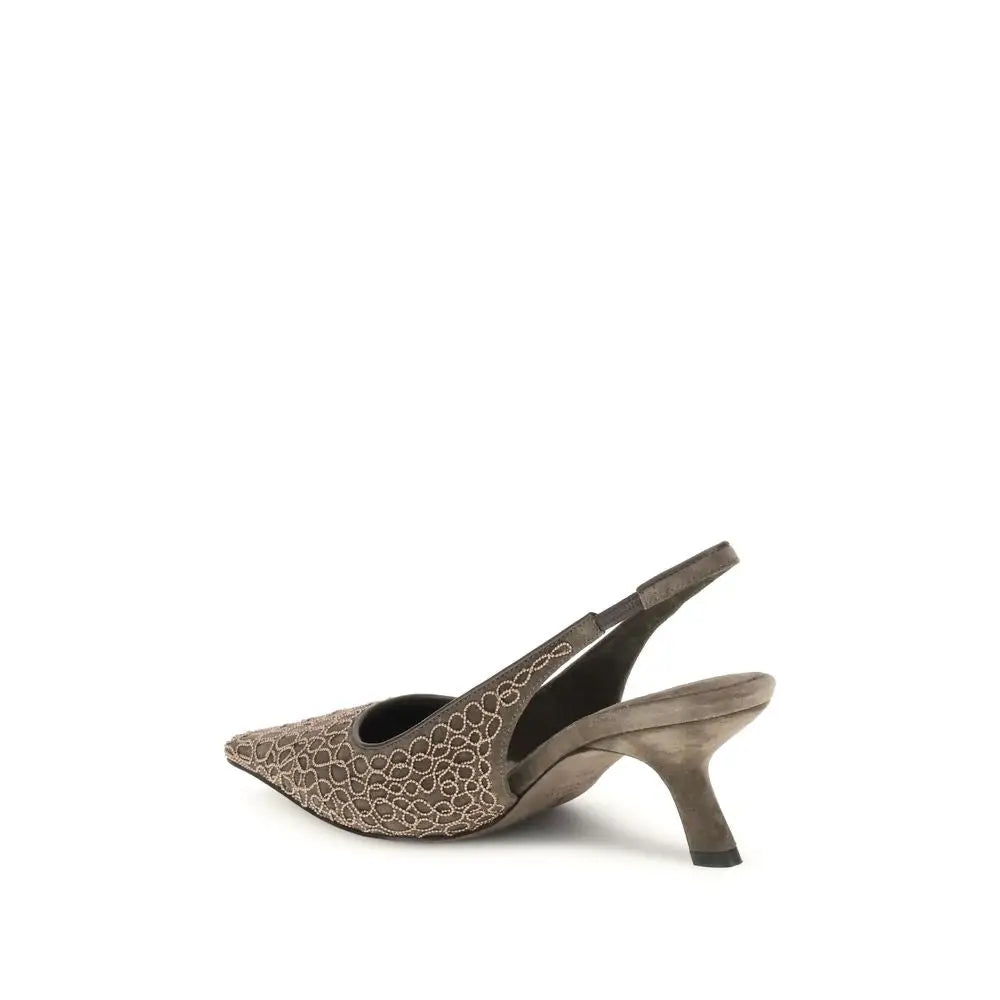 Brunello Cucinelli Braune Leder Pumps mit hohem Absatz - EU37/US7