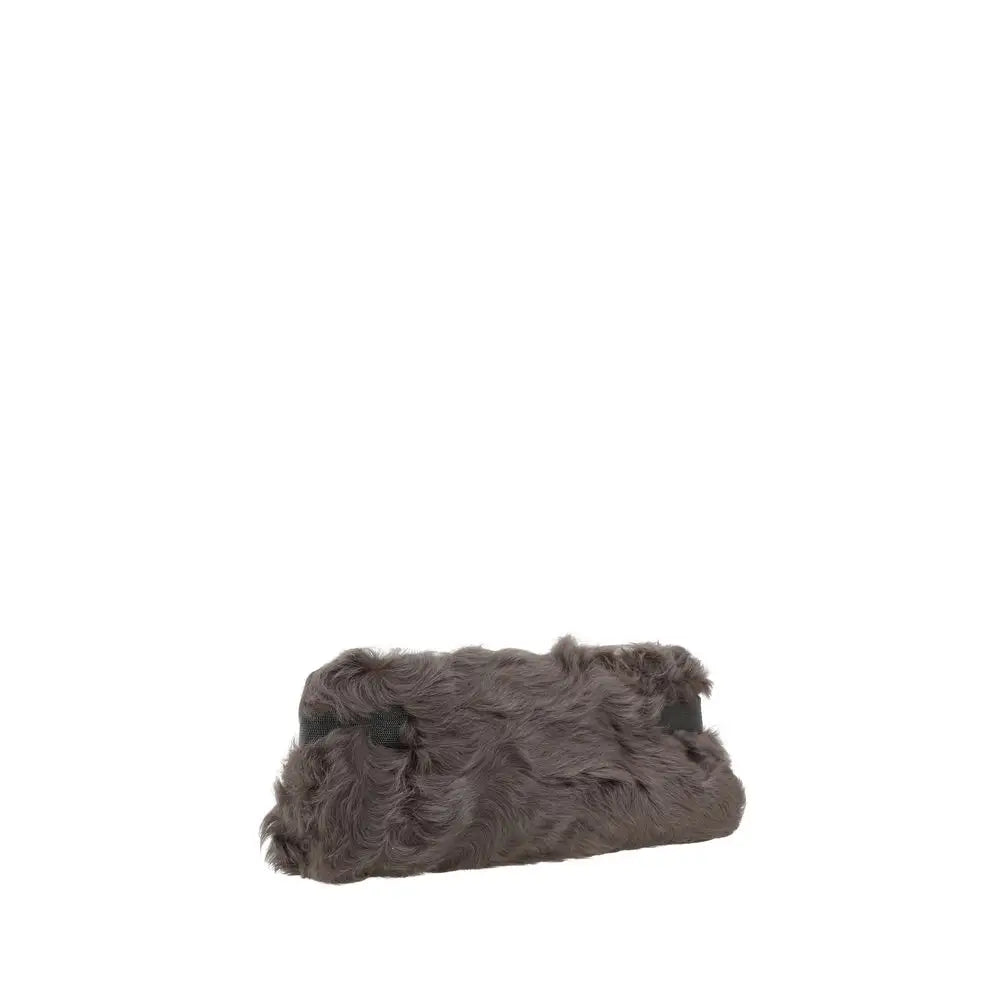 Brunello Cucinelli Braune Pelz-Clutch
