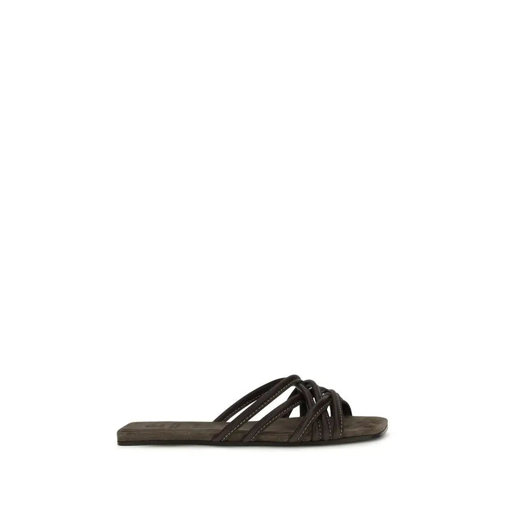 Brunello Cucinelli Braune Sandalen aus Kalbsleder Bos Taurus