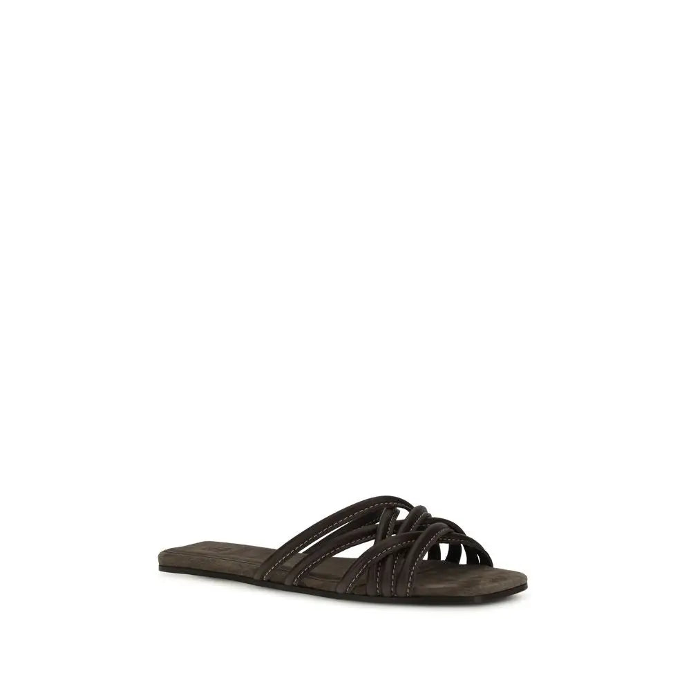 Brunello Cucinelli Braune Sandalen aus Kalbsleder Bos Taurus