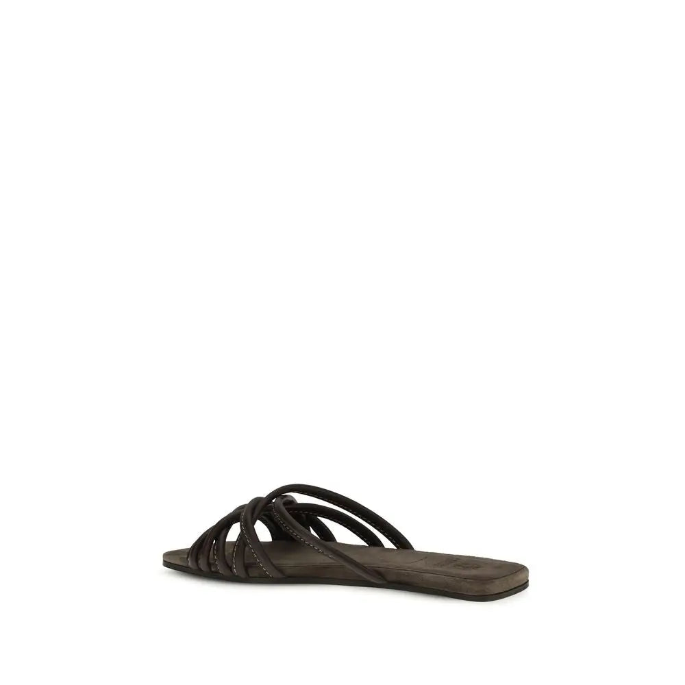 Brunello Cucinelli Braune Sandalen aus Kalbsleder Bos Taurus