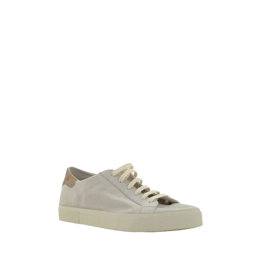 Brunello Cucinelli Cremefarbene Leder-Sneakers - EU45/US12