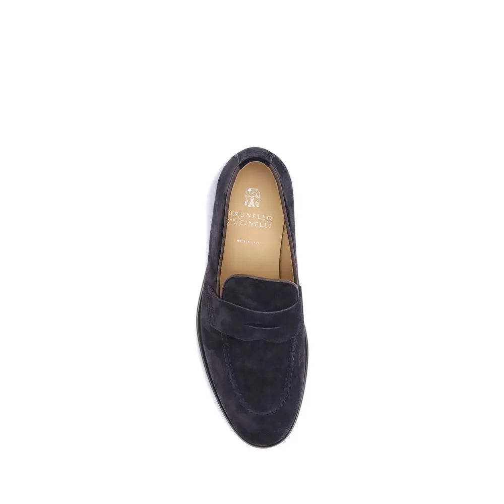 Brunello Cucinelli Elegante Blaue Gummisohle Slipper