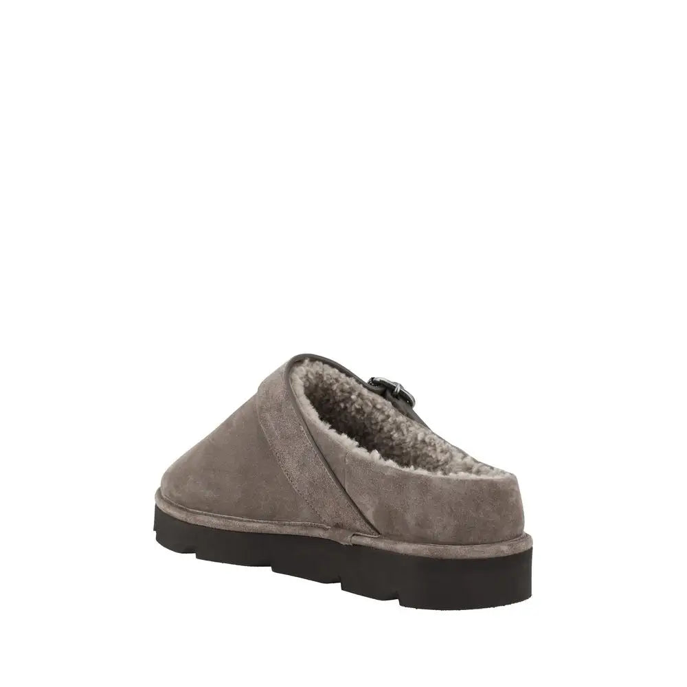 Brunello Cucinelli Elegante Graue Kalbshaut Bos Taurus Clogs