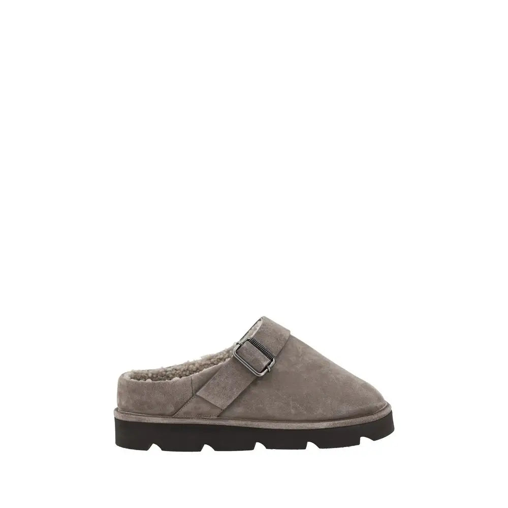 Brunello Cucinelli Elegante Graue Kalbshaut Bos Taurus Clogs