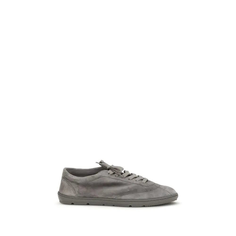 Brunello Cucinelli Graue Bos Taurus Kalbsleder Low-Top-Sneaker