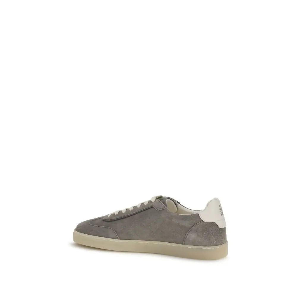 Brunello Cucinelli Graue Bos Taurus Kalbsleder Low-Top-Sneaker