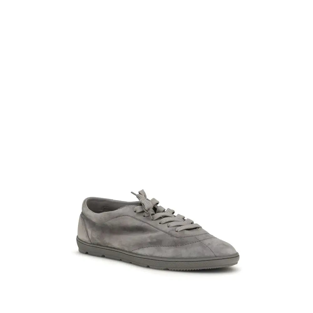 Brunello Cucinelli Graue Bos Taurus Kalbsleder Low-Top-Sneaker