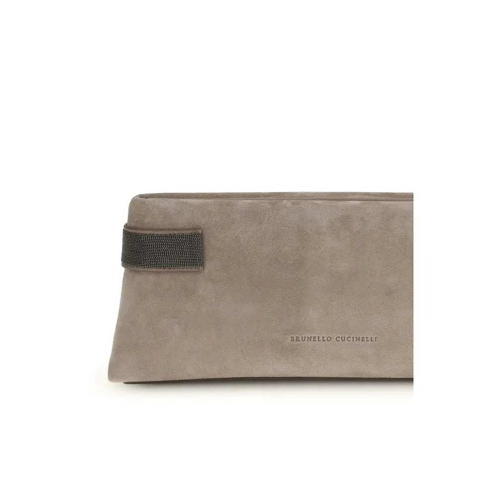 Brunello Cucinelli Graue Kalbsleder Bos Taurus Clutch Bag