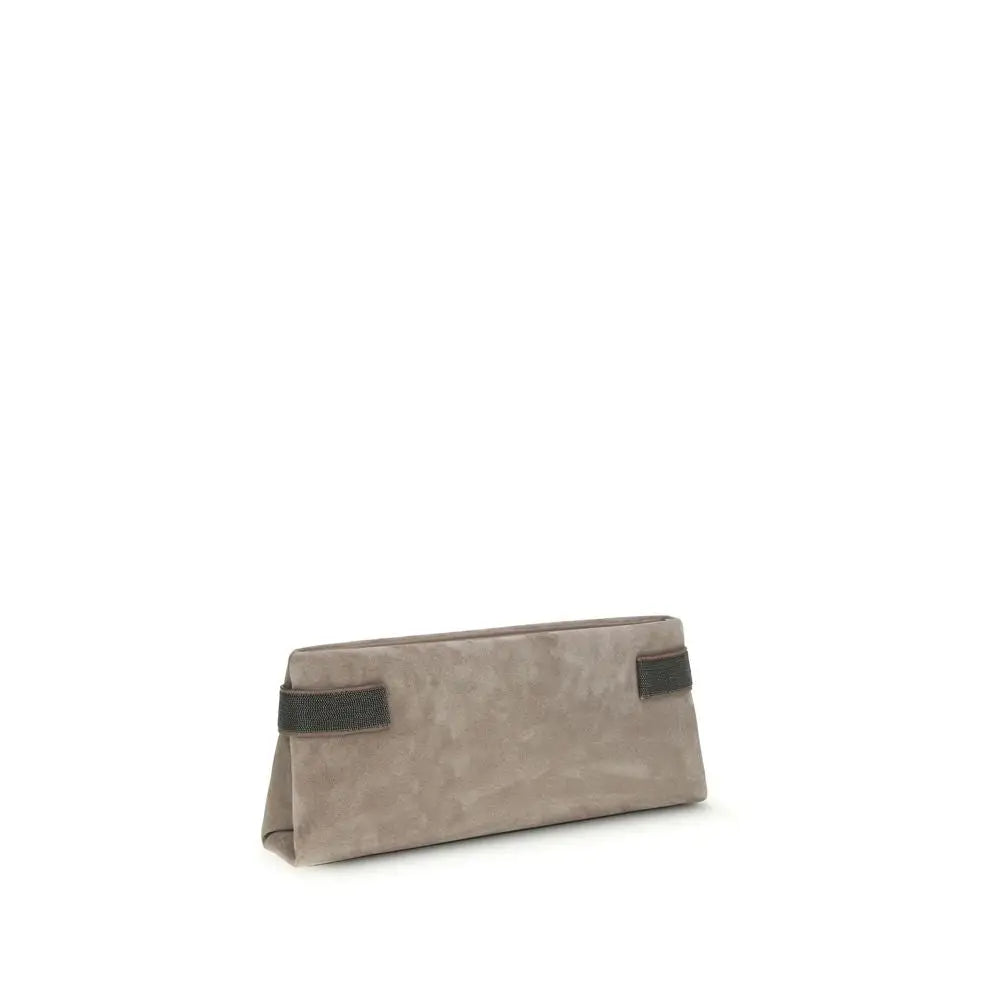 Brunello Cucinelli Graue Kalbsleder Bos Taurus Clutch Bag