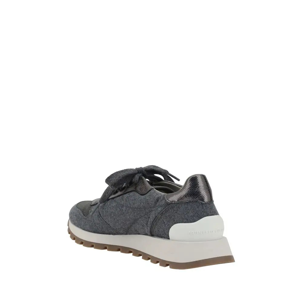 Brunello Cucinelli Graue Woll-Sneaker aus Fleece