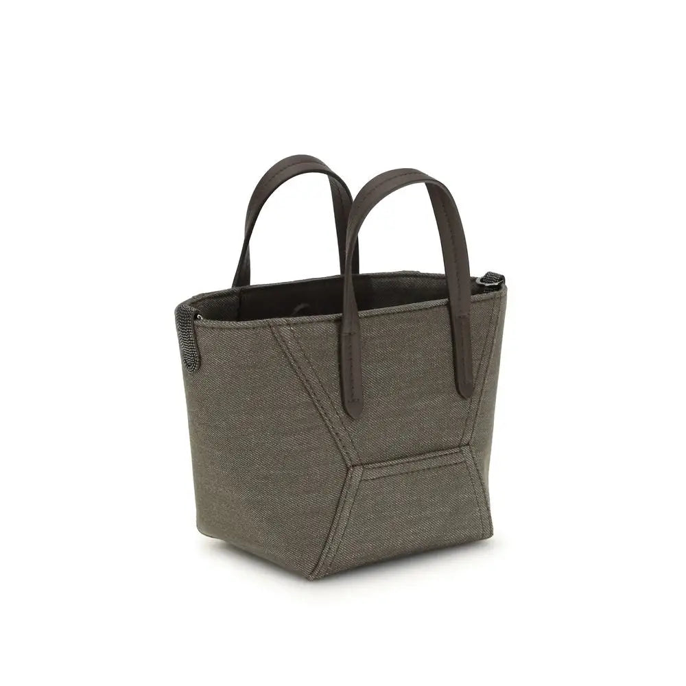 Brunello Cucinelli Schultertasche aus zweifarbigem Stoff