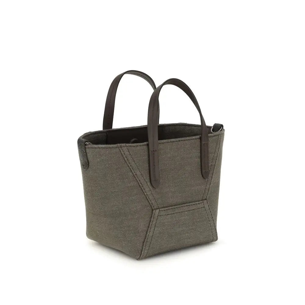 Brunello Cucinelli Schultertasche aus zweifarbigem Stoff