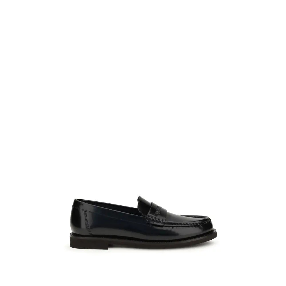 Brunello Cucinelli Schwarze Leder-Slipper