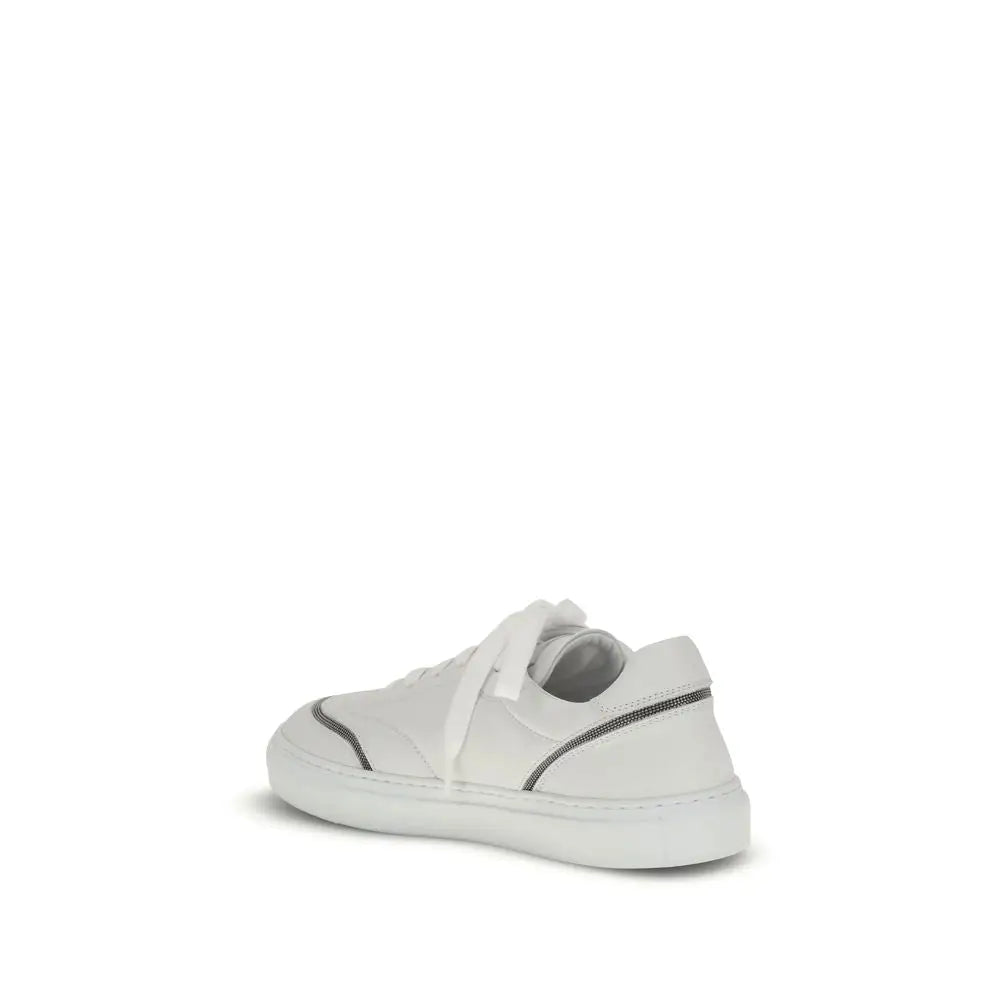 Brunello Cucinelli Weiße Kalbshaut Bos Taurus Sneakers mit niedrigem Schaft