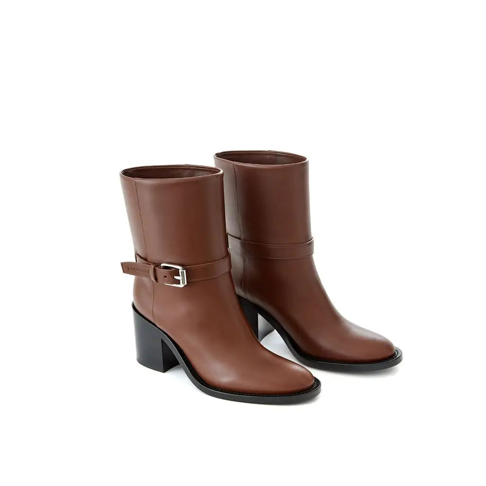 Burberry Braune Leder-Knöchelstiefel