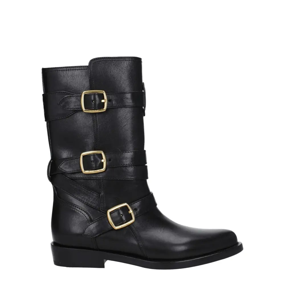 Celine Flache Stiefel aus schwarzem Leder - EU41/US11