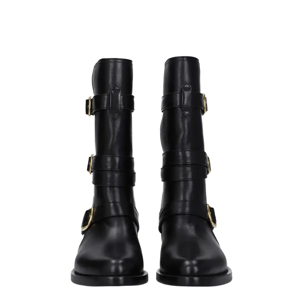 Celine Flache Stiefel aus schwarzem Leder - EU41/US11