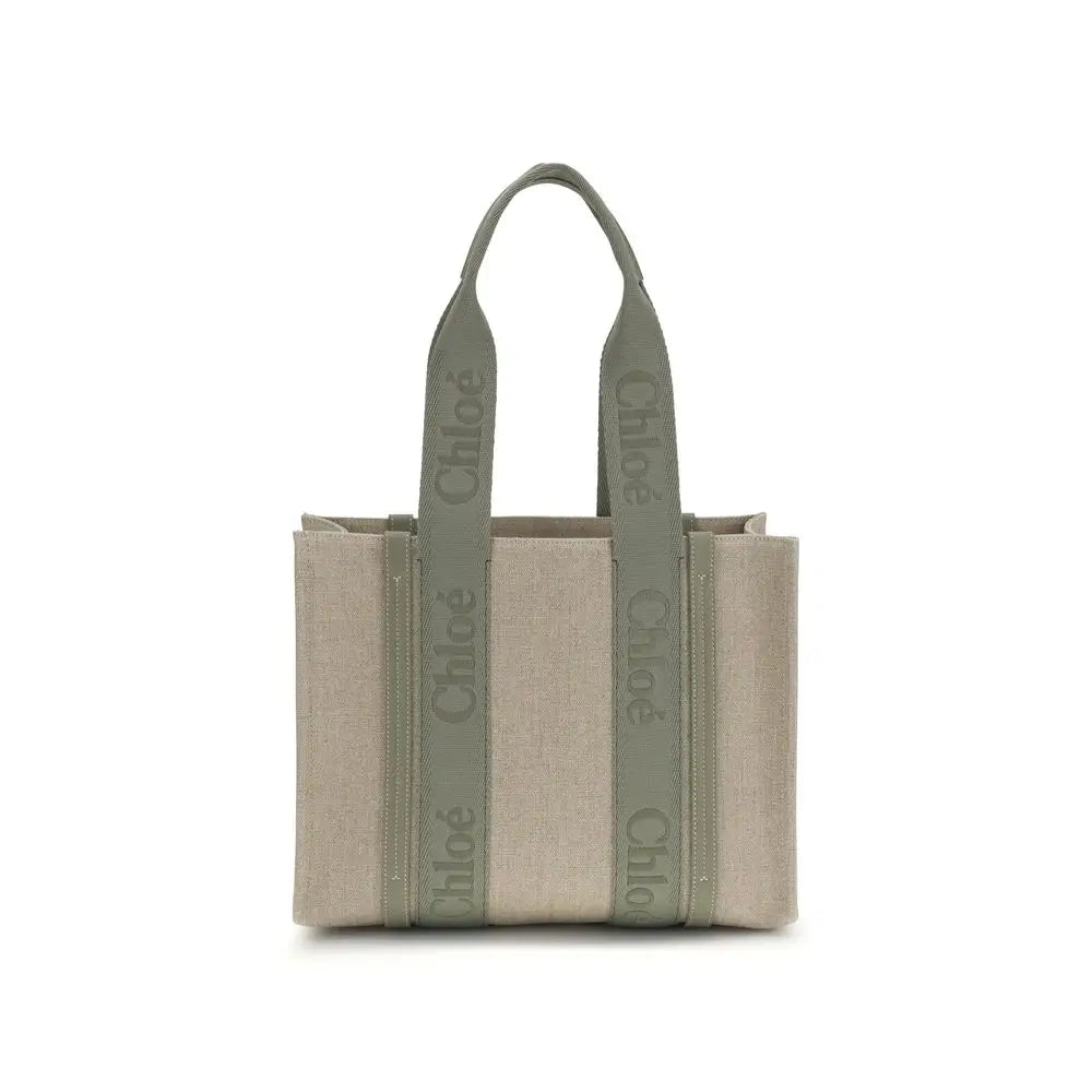 Chloé Beige Leinen Schultertasche
