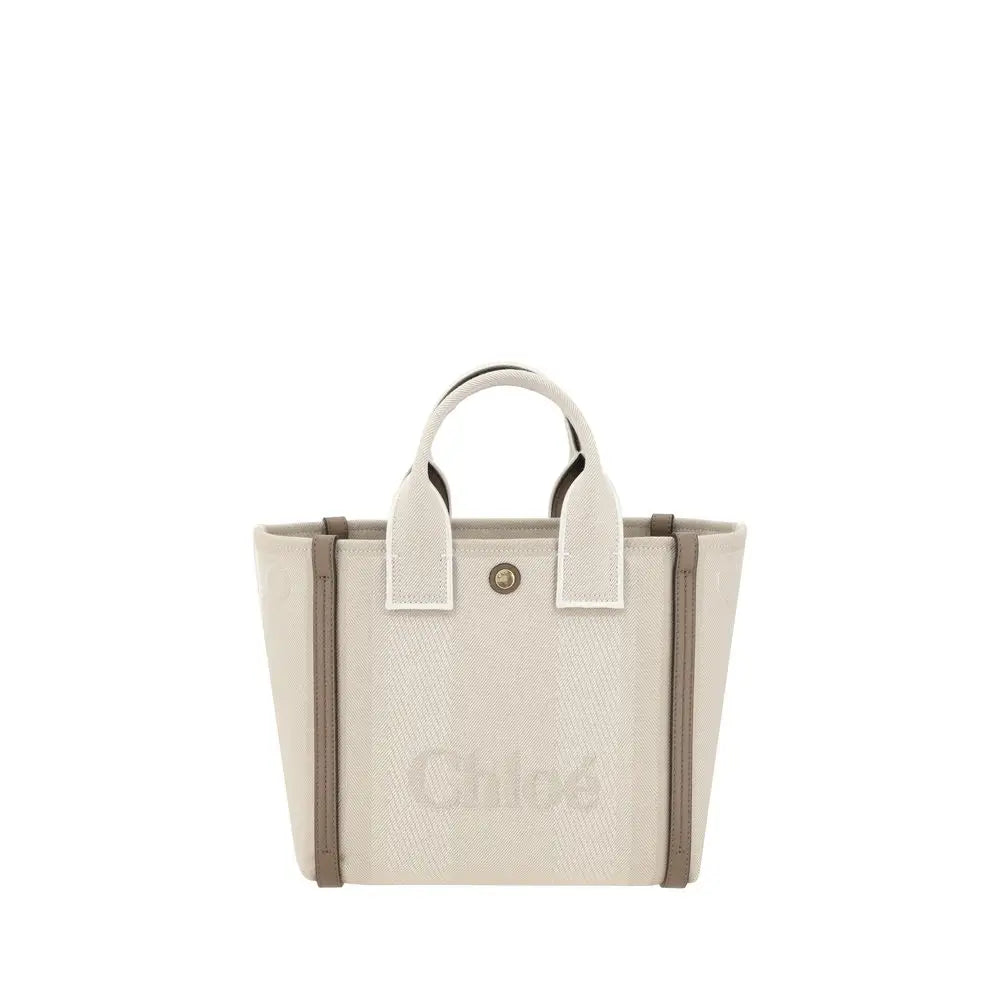 Chloé Beigefarbene Baumwollhandtasche