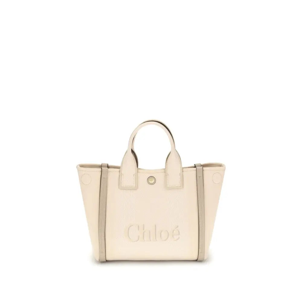 Chloé Beigefarbene Baumwollhandtasche