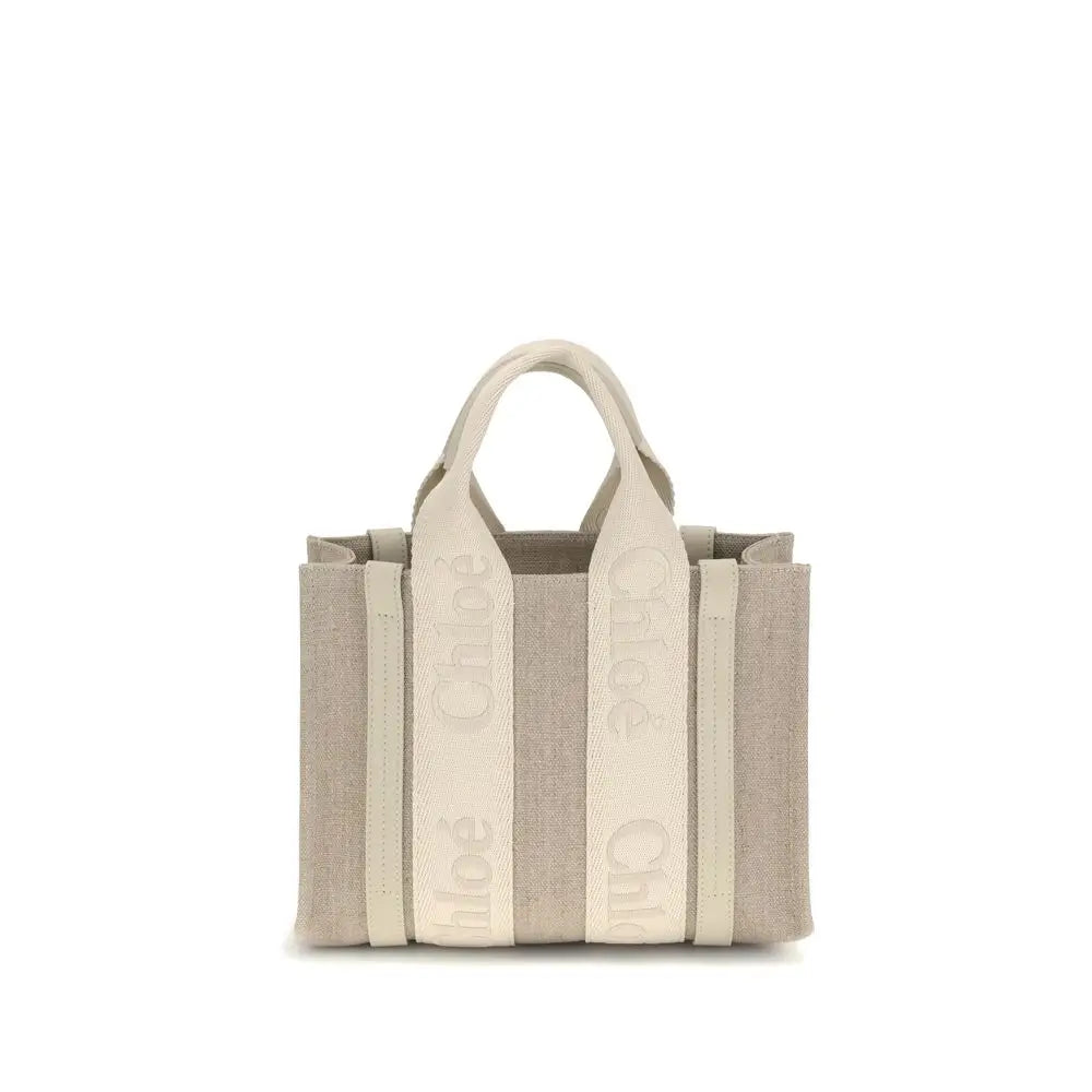 Chloé Beigefarbene Leinen-Handtasche
